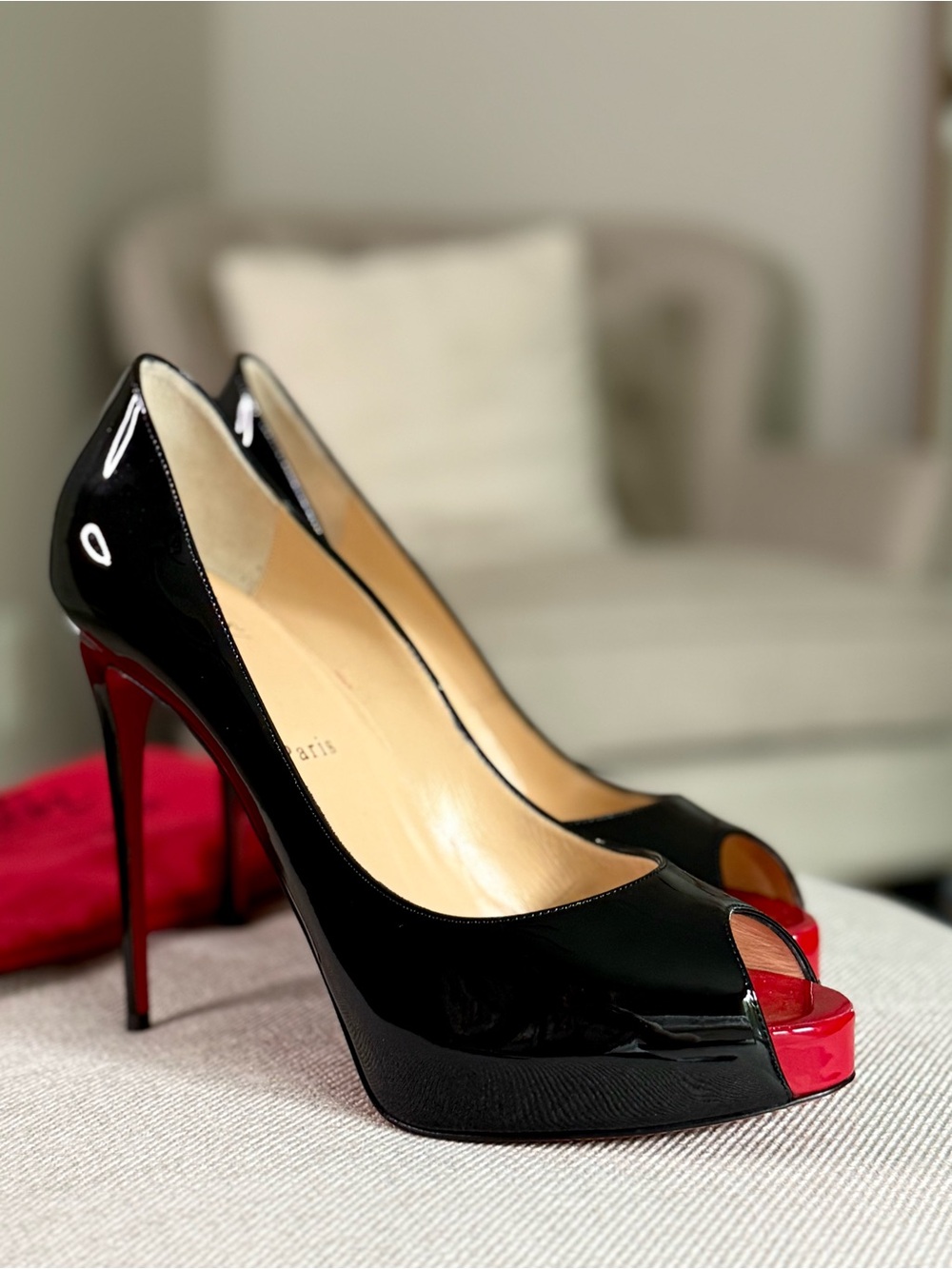 NEW Christian Louboutin New Very Privé 120 Platform Peep Toe Pumps - Size 39.5 - Picture 3 of 10